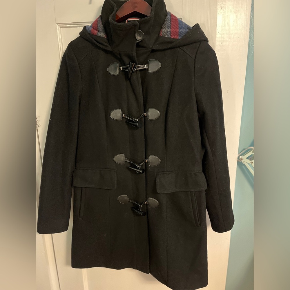 Small Black Tommy Hildiger Wool Peacoat (mid length)